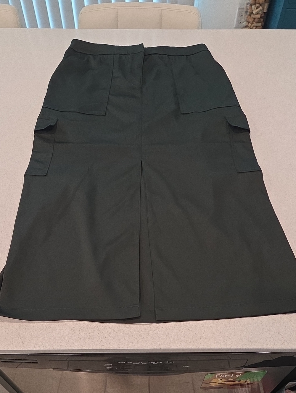 House of Harlow 1960 Forest Green Satin Cargo Midi Skirt - Size L - NWOT